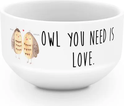 Produktbild von Mr. & Mrs. Panda salatschälchen Eulen Liebe - Weiß - Geschenk, Eule, Owl, joghurtbowl, frühstücksbowl, Müslischale, schälchen, Schüssel, Suppenschüssel, Liebesspruch