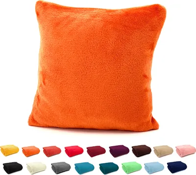 Produktbild von heimtexland ® Flanell Kuschel Kissen Super Soft Plüsch Deko Kissenhülle Typ380 Orange 40 x 40 cm