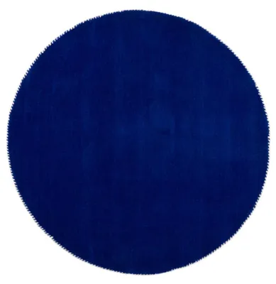 Produktbild von Handgefertigter Wollteppich Gabbeh Lola Rund Blau Ø 120 cm Weich, Hochwertig, Zeitlos | Runder Teppich für Gemütlichkeit & Eleganz im Wohnzimmer, Schlafzimmer und Diele