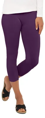 Zdjęcie produktu dla Legginsy Capri 3/4 dla kobiet – Celodoro – Elastyczny dżersej bawełniany – Fioletowe