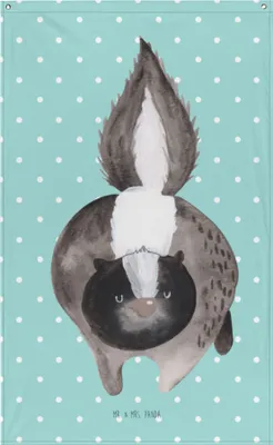 Produktbild von Mr. & Mrs. Panda Wandteppich Stinktier Angriff - Türkis Pastell - Geschenk, wütend, Skunk, Wandbehang, Wandschmuck, Drohung, Wildtier, Tapestry, Wandbild, Raubtier, Boho