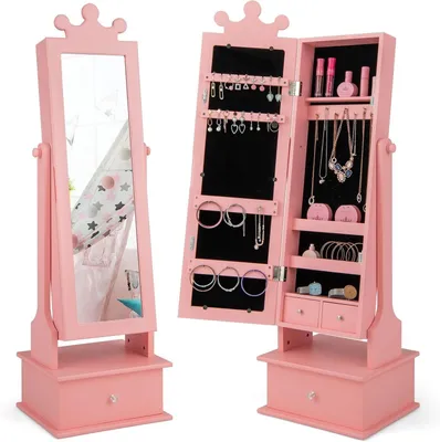 Image de Armoire à bijoux pour enfants avec miroir complet et angle réglable