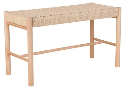 Produktbild von Sitzbank Abano mit natürlicher Papierkordel-Sitzfläche und Pappelholzgestell, 80 cm