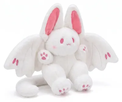 Produktbild von Fliegendes Weißes Kaninchen Fledermaus Plüschtier Kuscheltier Stofftier Cartoon Kinder Geschenk - Farbe: Weiß-Pink