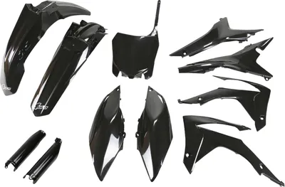Image de Kit de carénage UFO PLAST, 11 pièces, ensemble de carénages en plastique avec protection de fourche pour Honda CRF R 250 / 450 cm³, années 2013 à 2017, couleur : noir