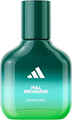 A bottle of Adidas Vibes Full Recharge EDP.