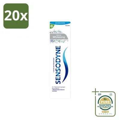Imagen del producto de 20 tubos de pasta dental Sensodyne Gentle Whitening, 75 ml, pack de suministro, 20 unidades