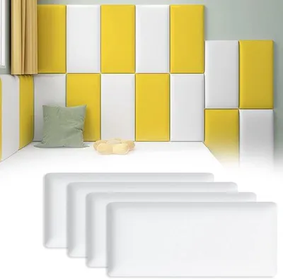 Zdjęcie produktu dla Miękkie panele ścienne 3D, samoprzylepne, białe, 4 sztuki
