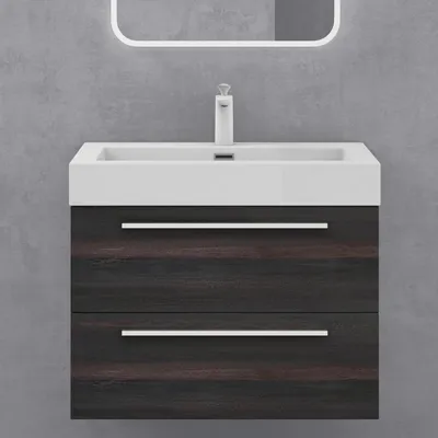 Immagine prodotto di doporro Mobile Bagno Sospeso73cm, Mobiletto per Bagno con Lavabo, Grigio Scuro, Seria Quadratto