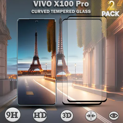 Produktbild von 2-Pack Vivo X100 Pro Displayschutzfolie - Gehärtetes Glas 9H - Super Qualität 3D