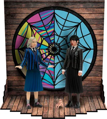 Zdjęcie produktu dla Mezco Toyz - Zestaw figurek Wednesday i Enid 9,5 cm - Kolekcjonerskie figurki