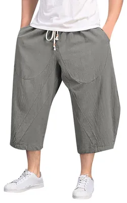 Productafbeelding van Elzusha - 3/4 Linnen Broek voor Heren met Loose Fit