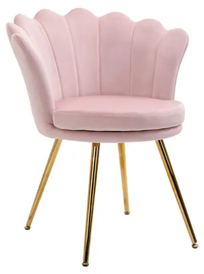 Immagine prodotto di HOMCOM Poltrona da Salotto a Conchiglia Stile Vintage in Velluto con Gambe Dorate Rosa