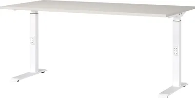 Schreibtisch höhenverstellbar 160x91x80 cm lichtgrau/weiß