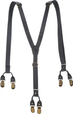 Produktbild von Hosenträger Y Form Vintage Leder Nachbildung Schwarz 2 cm