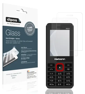 Produktbild von 2x Schutzfolie für Karbonn KX21 matt - Anti-Shock 9H Folie dipos Glass Kunststoffglas