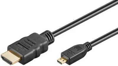 Produktbild von Goobay 31942 High Speed HDMI™ Kabel mit Ethernet, vergoldet, 2 m, Schwarz - HDMI™-Stecker (Typ A) > HDMI™ Micro-Stecker (Typ D)