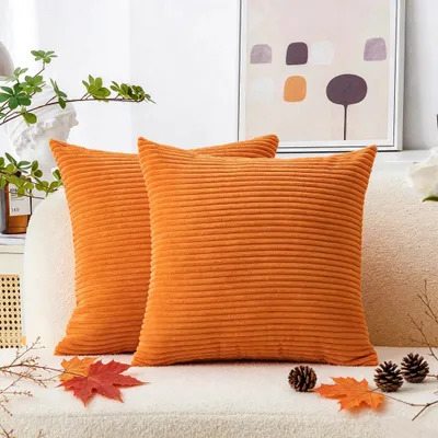 Cord-Kissenbezüge 2er-Set 60x60 cm Orange weich