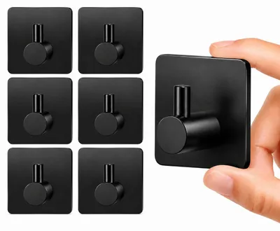 Produktbild von Handtuchhaken 6 Stück Edelstahl ohne Bohren, Klebehaken für Bad und Küche