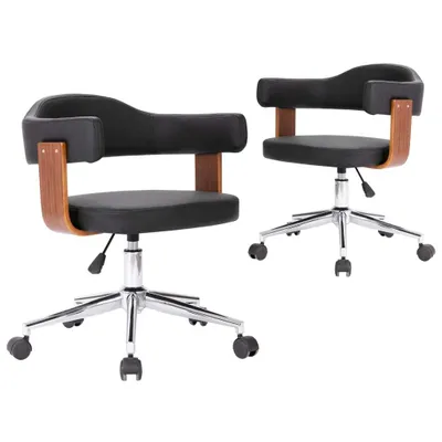 Image de vidaXL Chaise de salle à manger 2 pcs. Pivotantes Noir Bois courbé et similicuir