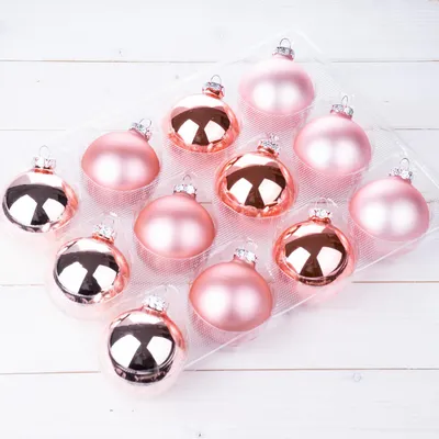 Produktbild von Weihnachtskugeln 12 Stk 6cm Shiny Rosé
