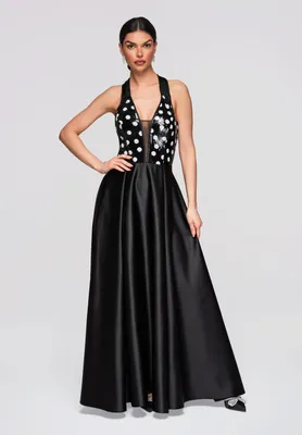 Produktbild von Maxi-Abendkleid mit ausgestelltem A-Linien-Rock schwarz