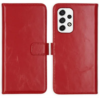 Imagen del producto de Funda de Cuero Auténtico tipo Libro para Samsung Galaxy A53 - Rojo