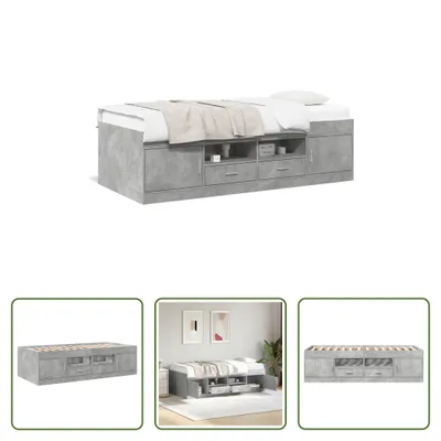 Produktbild von The Living Store Tagesbett mit Schubladen Betongrau 75x190 cm Holzwerkstoff