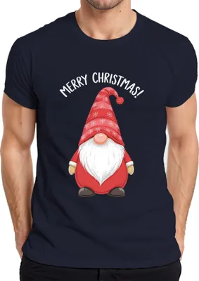 Produktbild von Merry Christmas! Weihnachtsgnom Wichtel Weihnachten Schneeflocken Herren T-Shirt, Navy, M