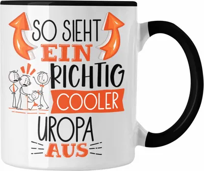 Produktbild von Trendation - Uropa Tasse Geschenk So Sieht Ein RIchtig Cooler Uropa Aus Geschenkidee Lustiger Spruch Geburtstag Becher Kaffeetasse (Schwarz)