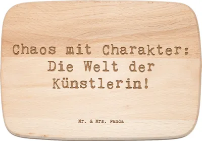 Produktbild von Mr. & Mrs. Panda Schneidebrett Holz Spruch Künstlerin Chaos - Transparent - Geschenk, Berufsgestaltung, Kunstwelt, Holzbrett, Frühstücksbrettchen, Beruf, Kunstschaffende