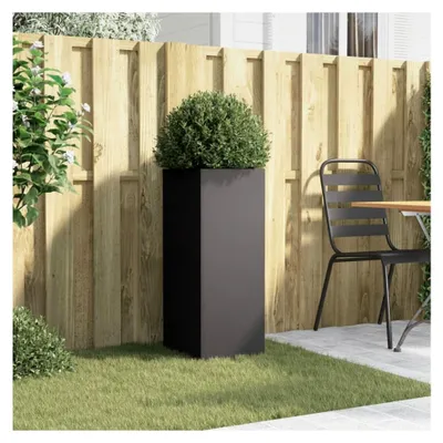 Produktbild von Pflanzkübel Schwarz 32x29x75 cm Stahl, Blumentopf für Garten, Balkon und Terrasse