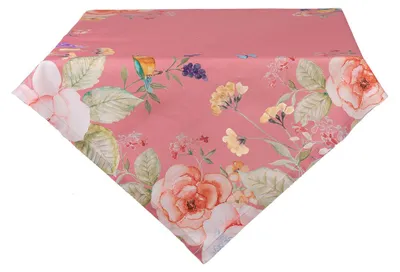 Zdjęcie produktu dla Clayre & Eef Obrus 100x100 cm Różowy Bawełna Kwiaty