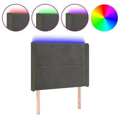 Obrázek produktu pro Čelo postele s LED tmavě šedé 93 x 16 x 118/128 cm samet