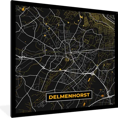 Produktbild von MuchoWow® Gerahmtes Poster Gold - Deutschland - Karte - Stadtplan - Delmenhorst 40x40 cm - Poster mit Schwarzem Bilderrahmen Wandposter Rahmen Foto Bilder - Mit Rahmen - Wanddekoration Schlafzimmer