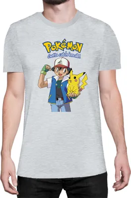 Zdjęcie produktu dla Męska Koszulka Japan Manga Anime Comics Pokemon 012, Man L / Wrzosowy szary