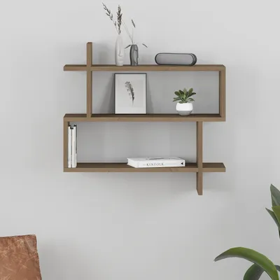 Produktbild von DECORTIE Paralel Wandregal Modernes Bücherregal Dunkel Eiche Effekt 70 x 22 x 65 cm