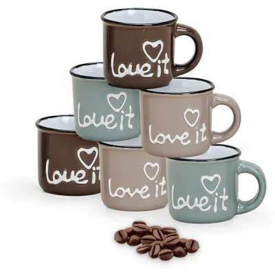 Image de Céramique moderne Tasses à espresso (set de 6) marron beige 50 ml