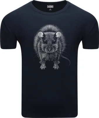 Produktbild von Diarbo Herren T-Shirt mit Tierliebhaber Druck Mausporträt Dunkelblau Gr.L