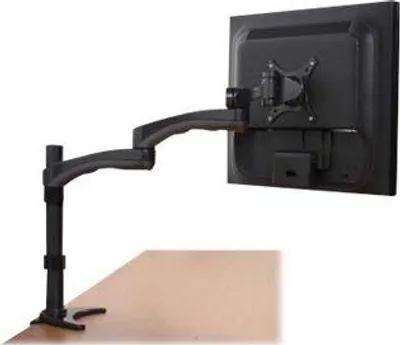 Produktbild von B-TECH BT7373 - Befestigungskit (Spannbefestigung für Tisch, Tischplattenbohrung, Doppelgelenkarm) - neig- und schwenkbar - für LCD-Display - Graphite Black - Bildschirmgröße: bis zu 61 cm (bis zu 24 Zoll)