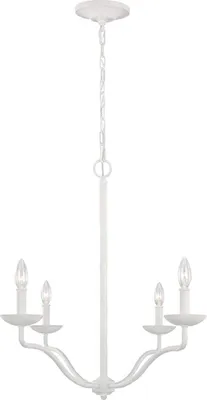 Produktbild von Kronleuchter Metall 61 cm breit H: max. 221,1 cm Weiß E14 4-flammig Landhaus Lüster Hängelampe