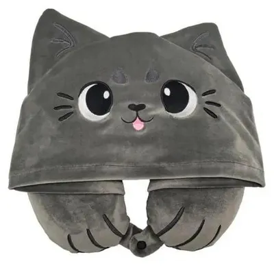 Immagine prodotto di Cuscino da viaggio con cappuccio Gatto Hoodeazzz - Puckator