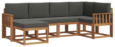 Produktbild von vidaXL Outdoor-Sofagarnitur mit Kissen 6 pcs Natur und Anthrazit