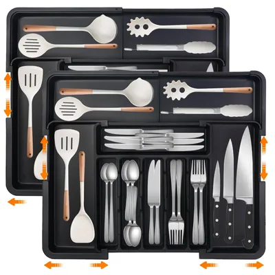 Image de Organisateur de tiroir à couverts pour la cuisine, avec insert