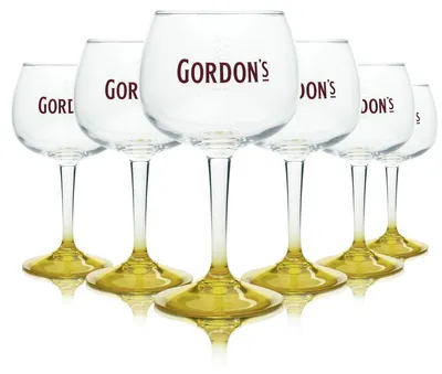 Produktbild von 6x Gordons Gin Glas 0,5l Ballon Gläser gelb Cocktail Longdrink Tonic Das Große
