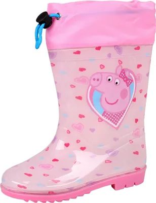 Produktbild von Peppa Pig Peppa Wutz Pinke Gummistiefel für Mädchen mit Strickbündchen, Herzen 31/32 EU