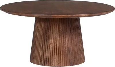 Image de Table basse ronde RIMBAUD – Effet bois brun 80 cm
