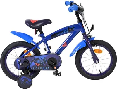 Immagine prodotto di Bicicletta Superman per bambini - ragazzi - 14 pollici - blu