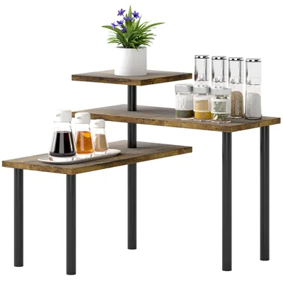 Produktbild von Küchenregal, Drehbar Mikrowellenregal mit 3 Ebenen, Industrielles Standregal Metall, 40 x 18 x 36,5 cm