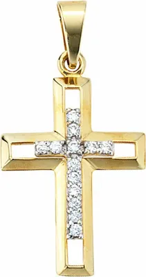 Produktbild von JOBO Anhänger Kreuz 333 Gold Gelbgold teilrhodiniert 13 Zirkonia